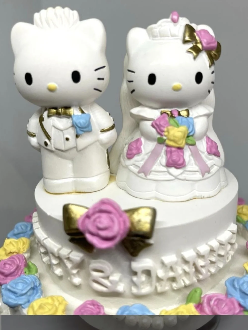 Sanrio Hello Kitty Bridal Cake Topper Figurines Music Decoration Vtg Rare